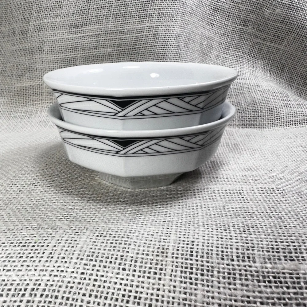 Studio Nova Synthesis Y0031 Black White Geometric Fruit Bowls Set of 2 Thailand